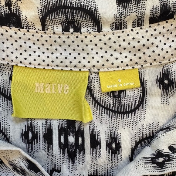 MAEVE by Anthropologie Long Sleeve Button Down Blouse Black and White Size 6 - Picture 3 of 10